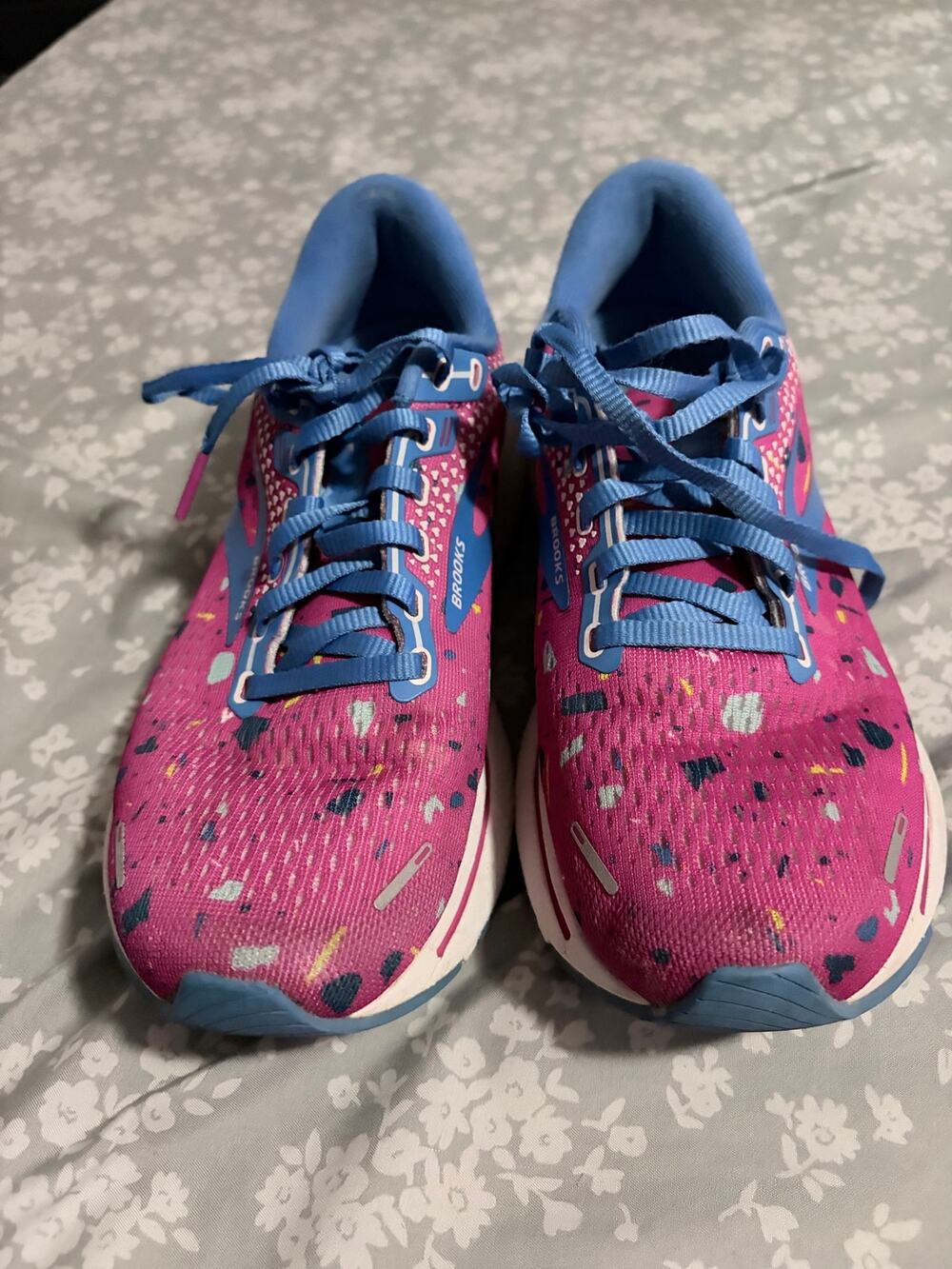 Brooks Ghost 14 Women's Running Shoes Pink Blue Beetroot Fuse Pattern